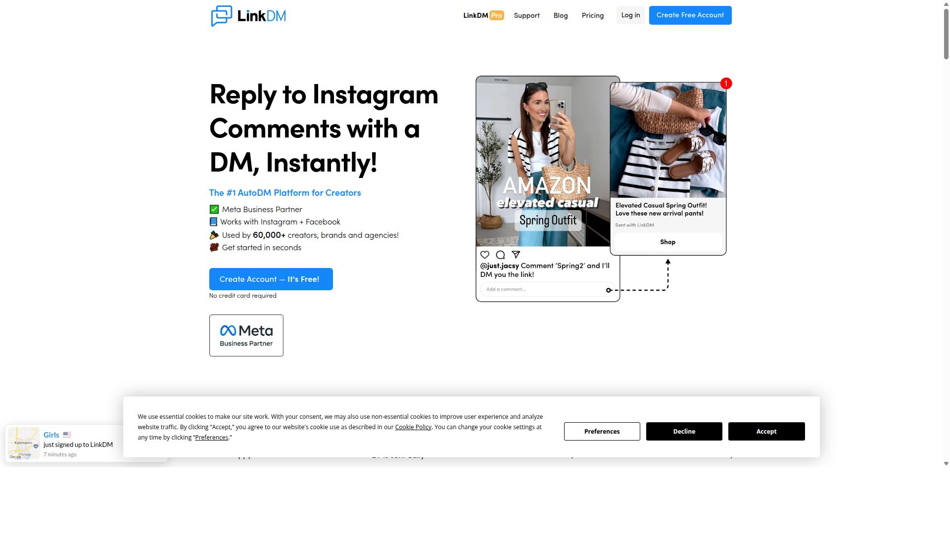 LinkDM website